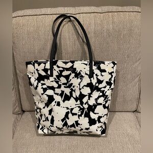 Kate Spade Patent Black and White Floral Tote